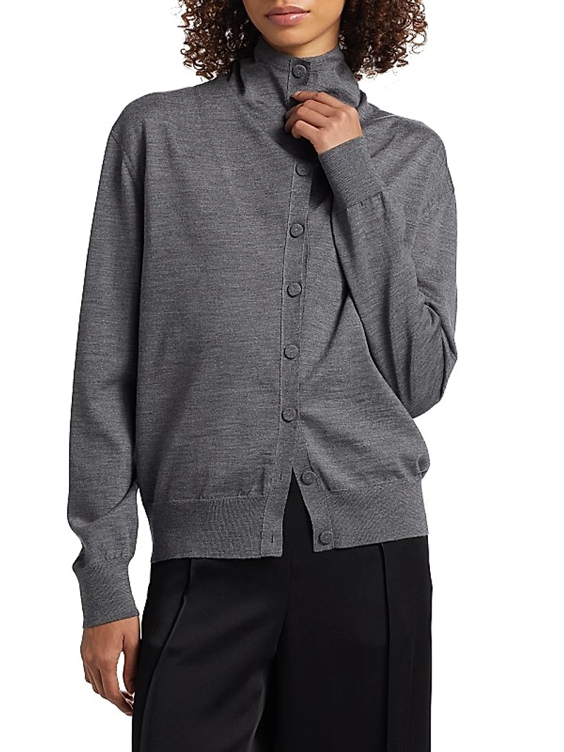 High Neck Wool Cardigan