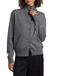 High Neck Wool Cardigan