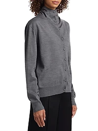 High Neck Wool Cardigan