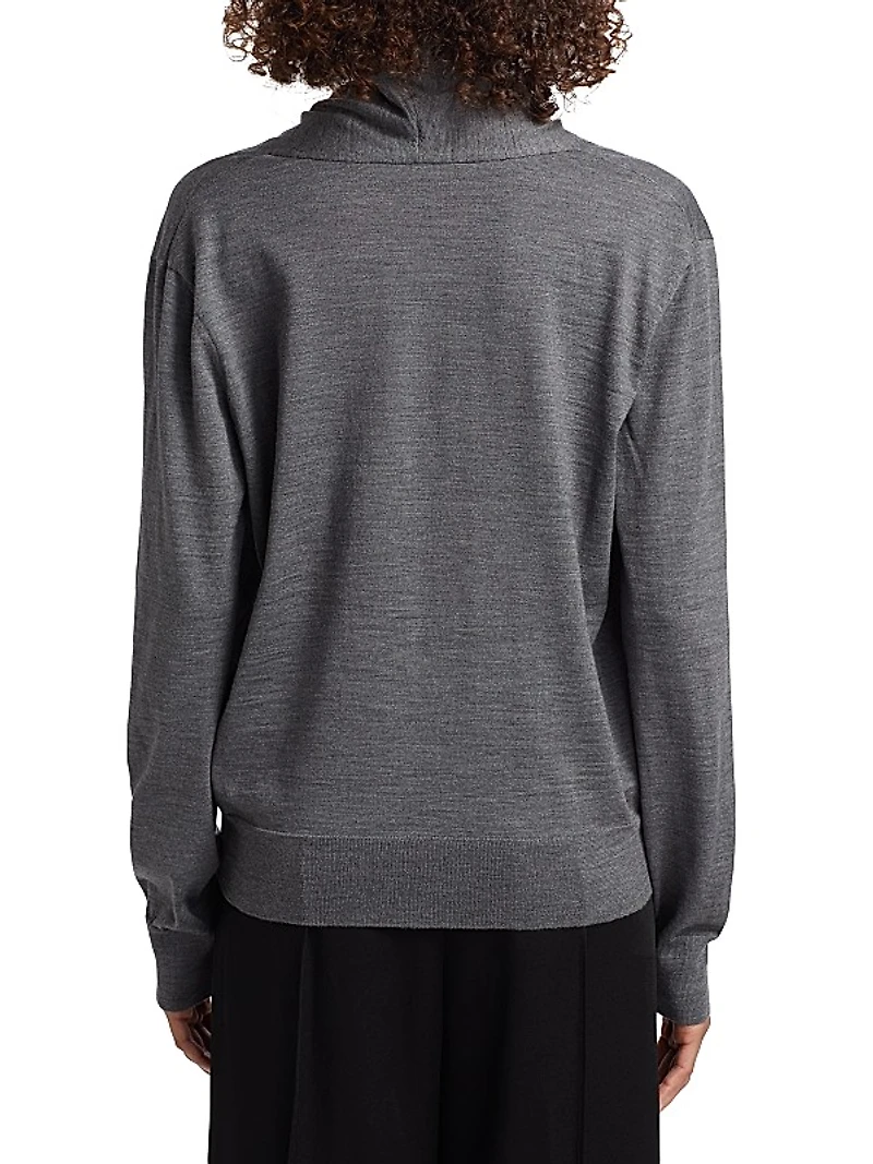 High Neck Wool Cardigan