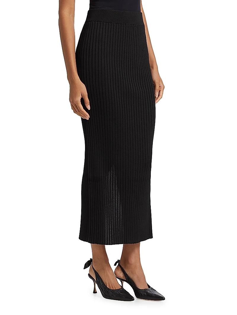 Viscose Rib-Knit Maxi Skirt