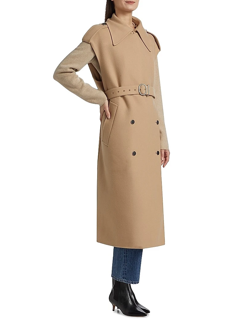 Sleeveless Wool Trench Coat