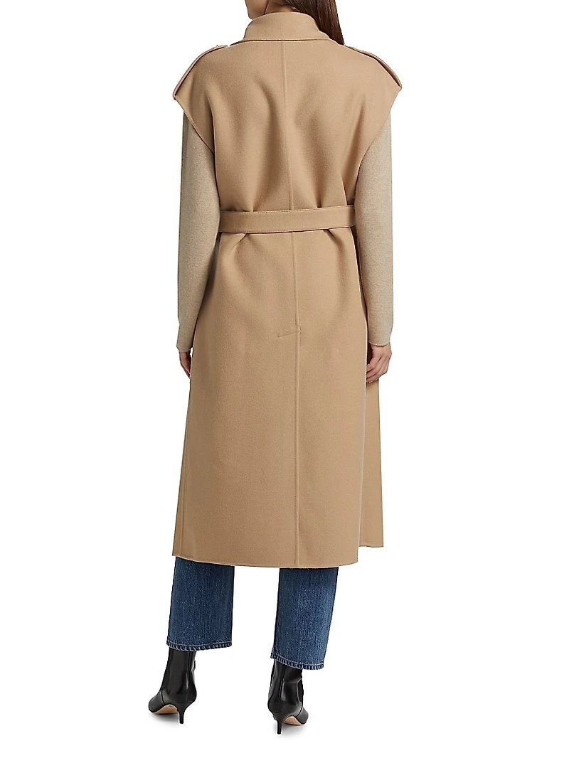 Sleeveless Wool Trench Coat