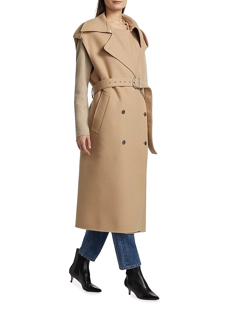 Sleeveless Wool Trench Coat