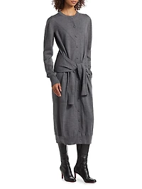 Wool Tie-Waist Maxi Dress