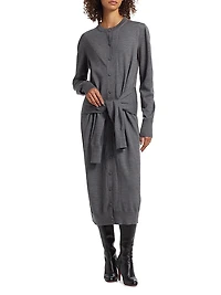 Wool Tie-Waist Maxi Dress