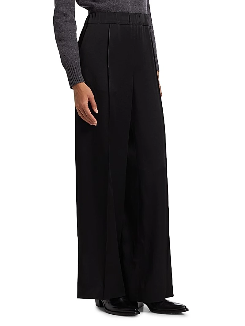 Satin Straight-Leg Pants
