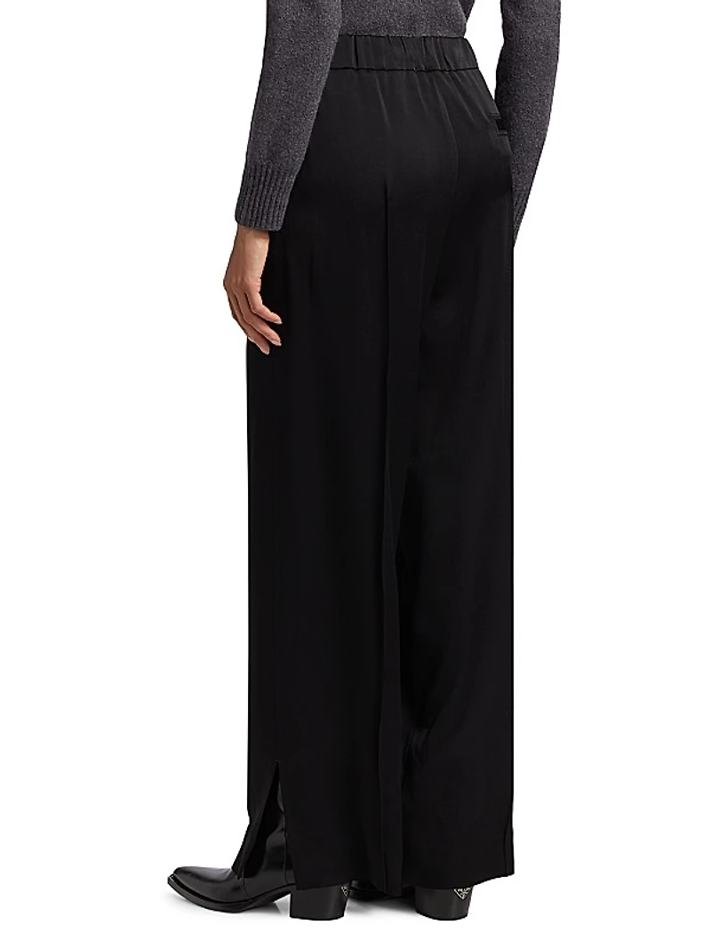 Satin Straight-Leg Pants