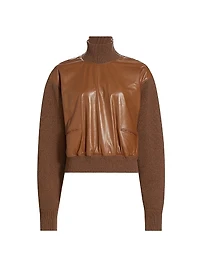 Mock Turtleneck Mix Media Sweater