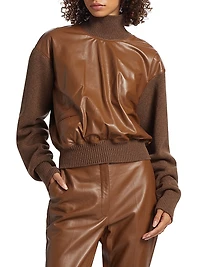 Mock Turtleneck Mix Media Sweater