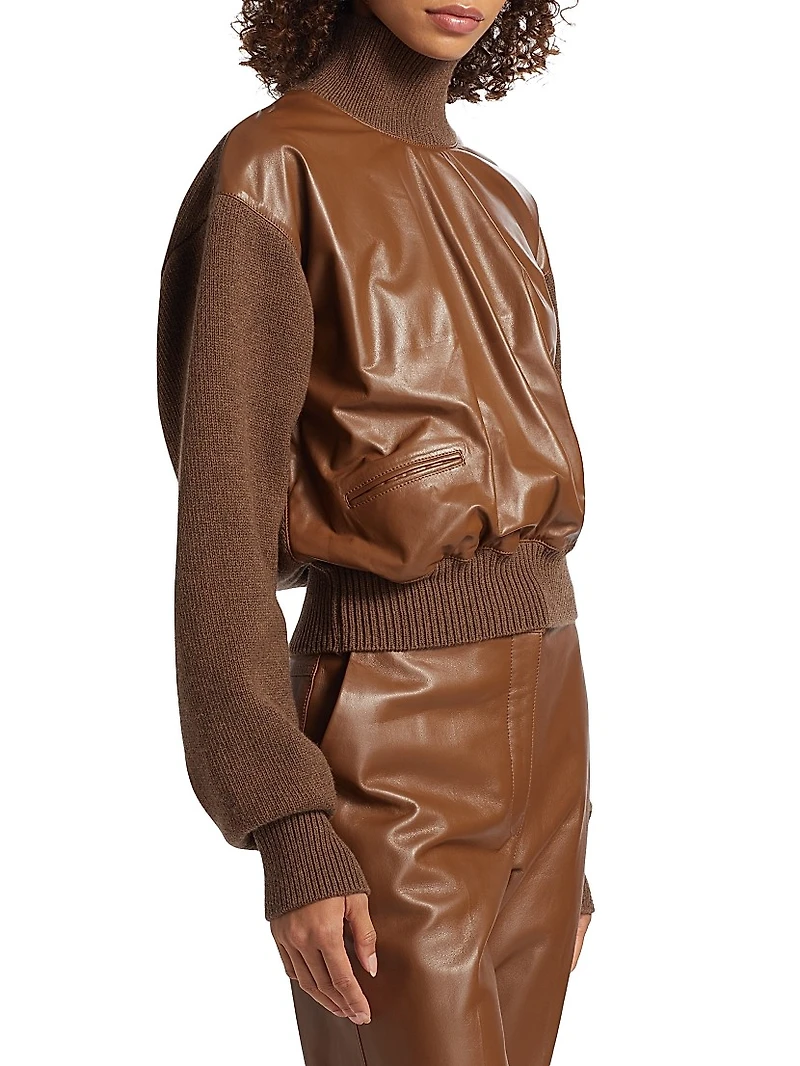 Mock Turtleneck Mix Media Sweater