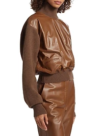 Mock Turtleneck Mix Media Sweater