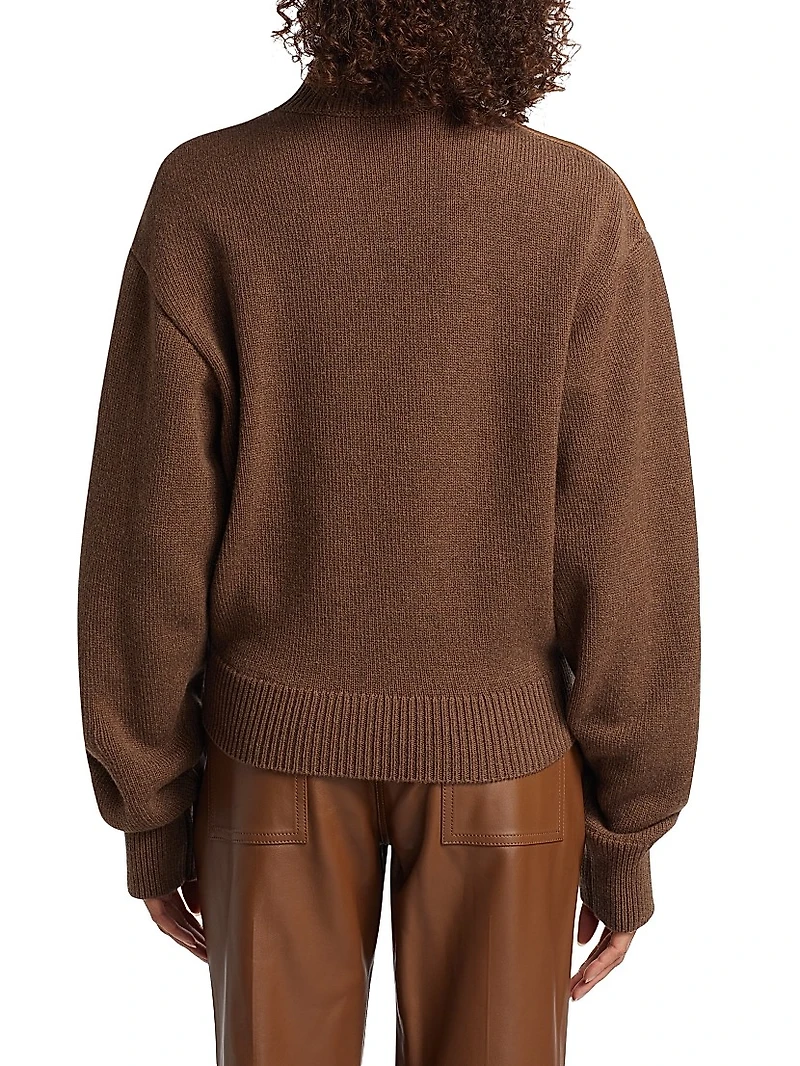 Mock Turtleneck Mix Media Sweater