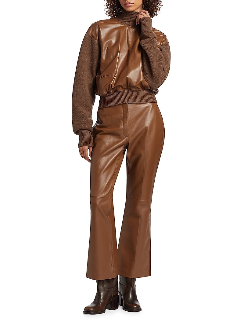 Mock Turtleneck Mix Media Sweater