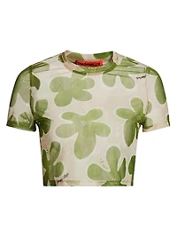 Gamma Printed Mesh Crop Tee