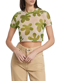 Gamma Printed Mesh Crop Tee