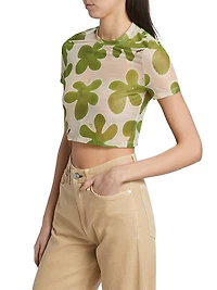 Gamma Printed Mesh Crop Tee