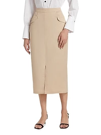 Linen-Blend Midi-Skirt