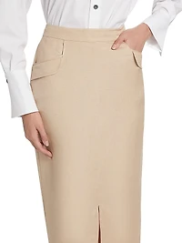 Linen-Blend Midi-Skirt