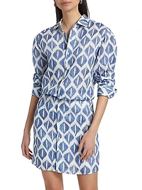 Ikat-Inspired Printed Linen Shirtdress