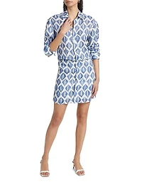 Ikat-Inspired Printed Linen Shirtdress