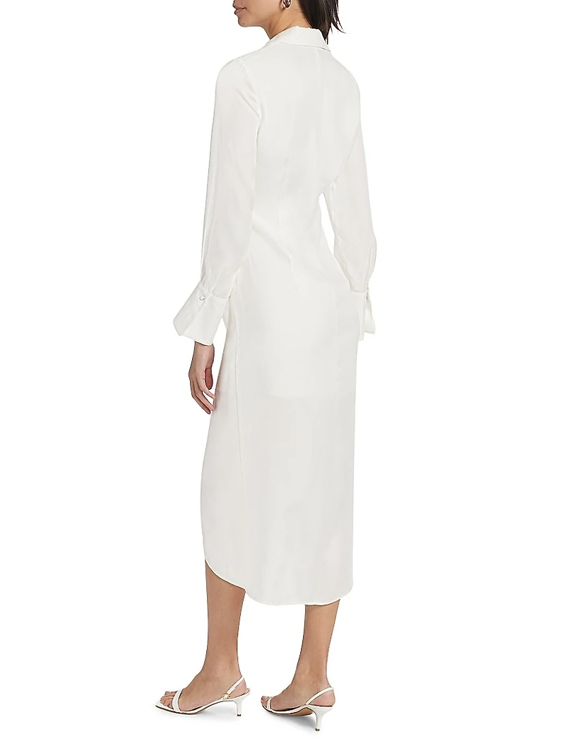 Surplice Long-Sleeve Shirtdress