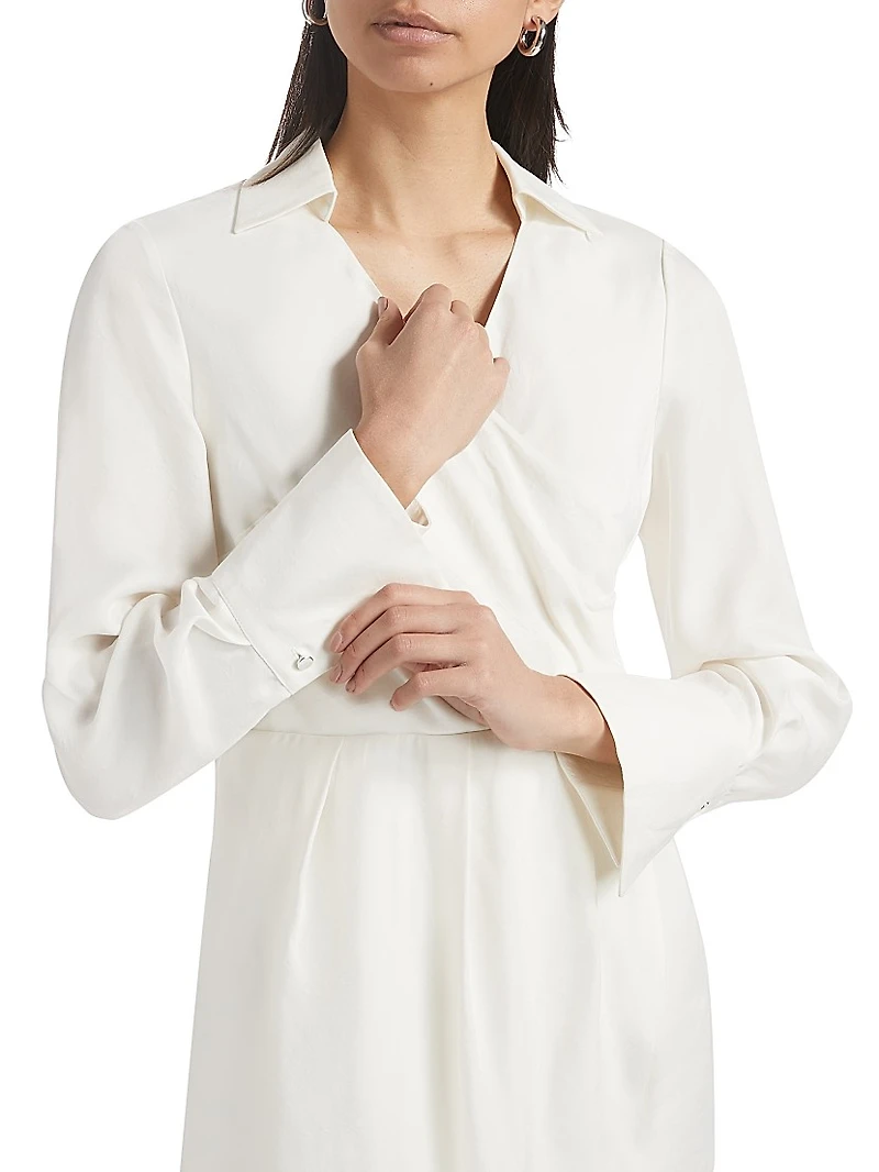 Surplice Long-Sleeve Shirtdress