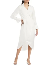 Surplice Long-Sleeve Shirtdress