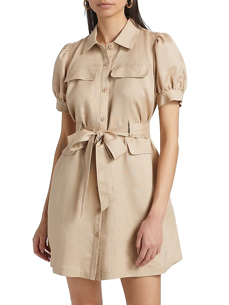 Trench Linen-Blend Minidress