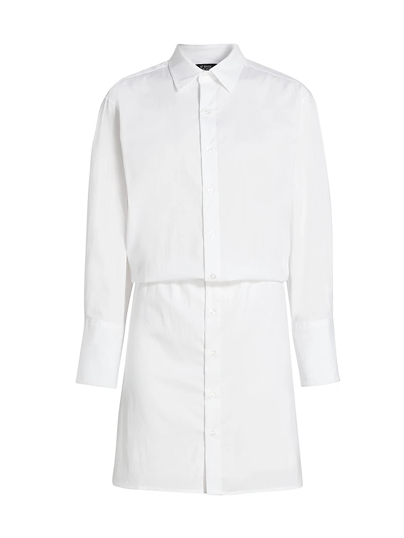 Cotton-Blend Tucked Shirtdress
