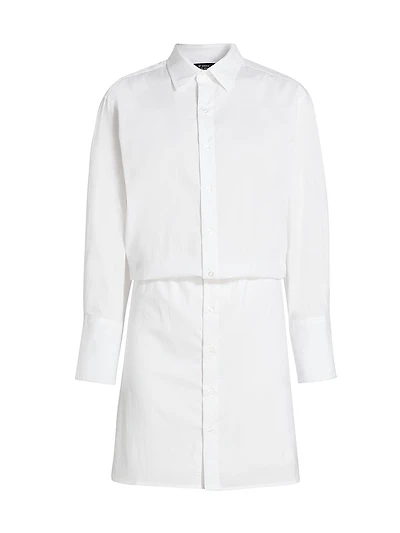 Cotton-Blend Tucked Shirtdress