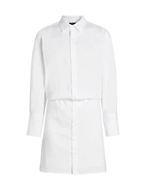 Cotton-Blend Tucked Shirtdress