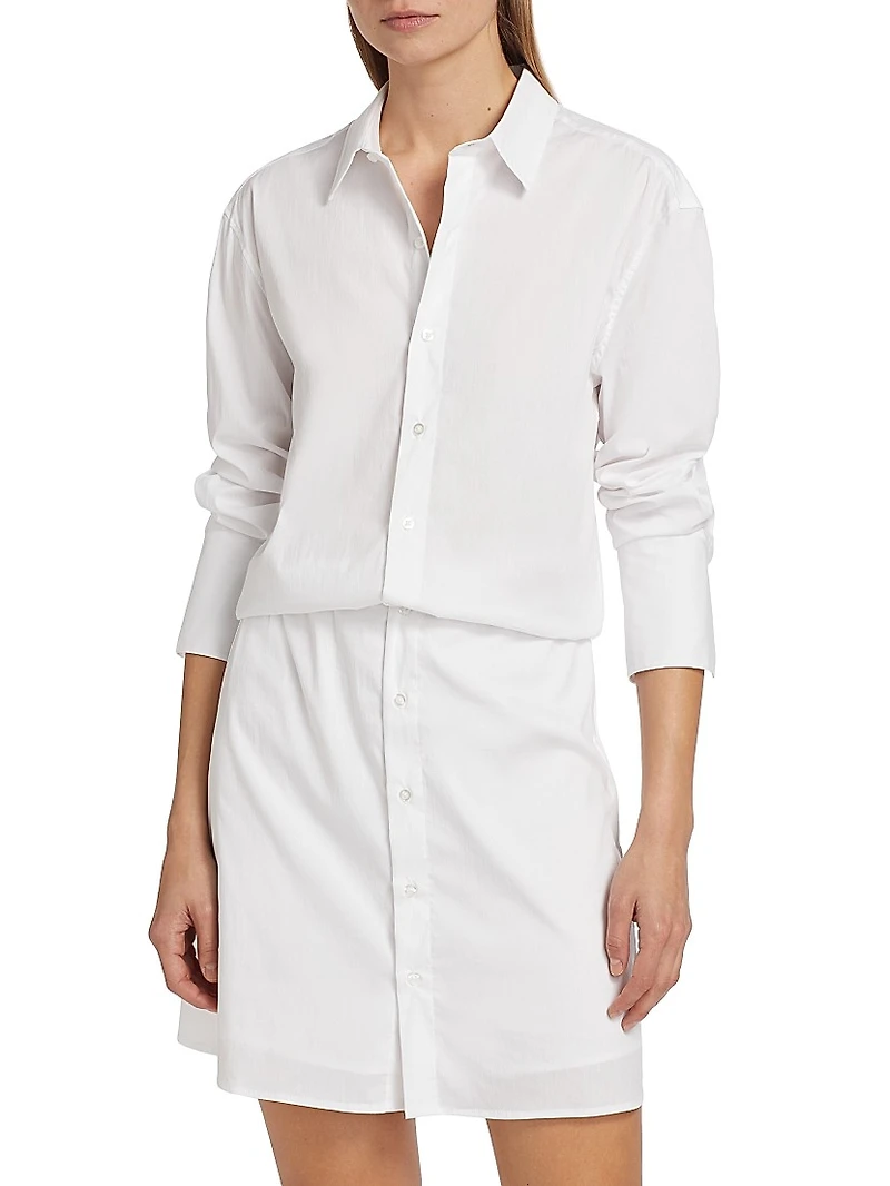 Cotton-Blend Tucked Shirtdress
