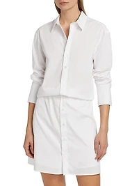 Cotton-Blend Tucked Shirtdress