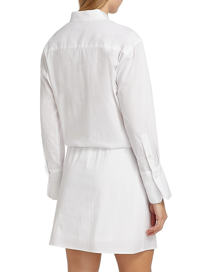 Cotton-Blend Tucked Shirtdress