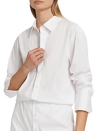 Cotton-Blend Tucked Shirtdress