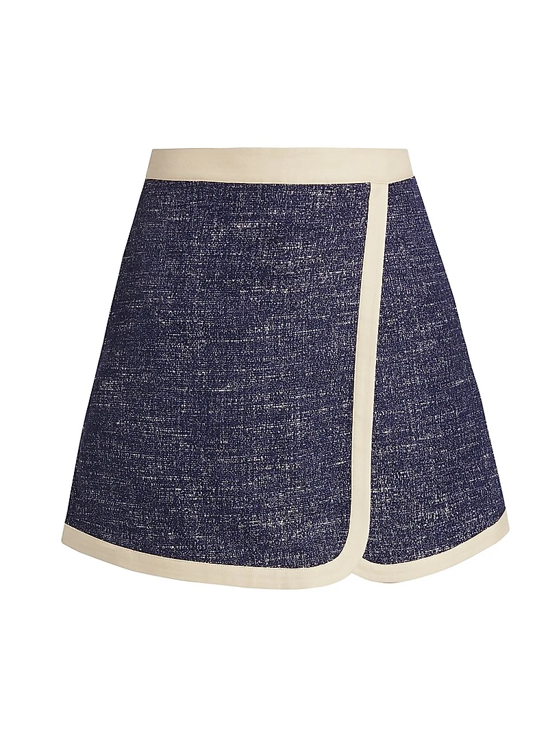 Slub Boulcé Cotton-Blend Surplice Skort