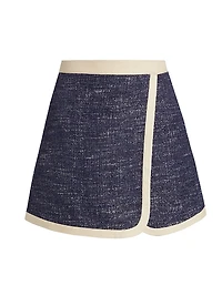 Slub Boulcé Cotton-Blend Surplice Skort