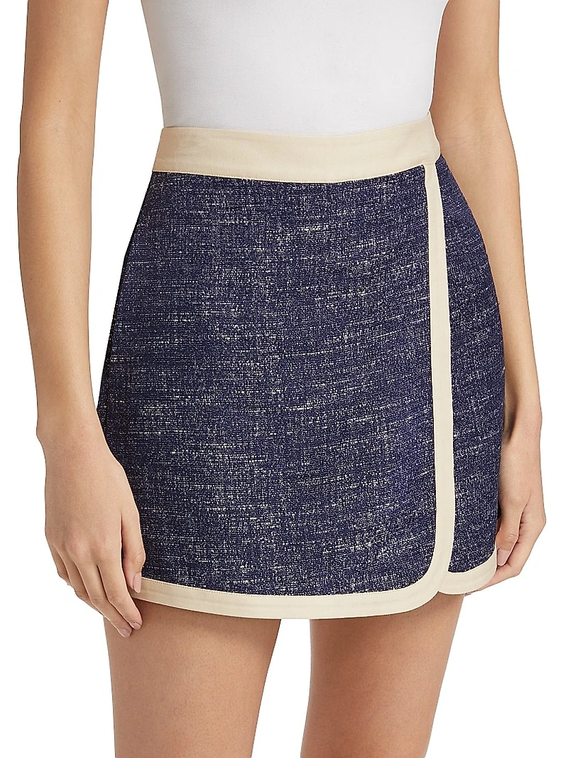 Slub Boulcé Cotton-Blend Surplice Skort