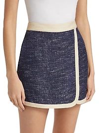 Slub Boulcé Cotton-Blend Surplice Skort