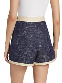 Slub Boulcé Cotton-Blend Surplice Skort