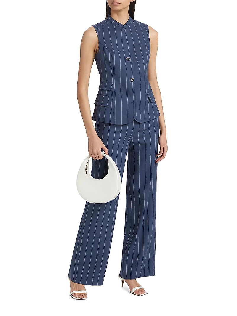 Pinstripe Cotton-Linen Pants