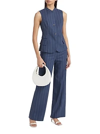 Pinstripe Cotton-Linen Pants