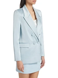 Hammered Satin Double-Breasted Blazer