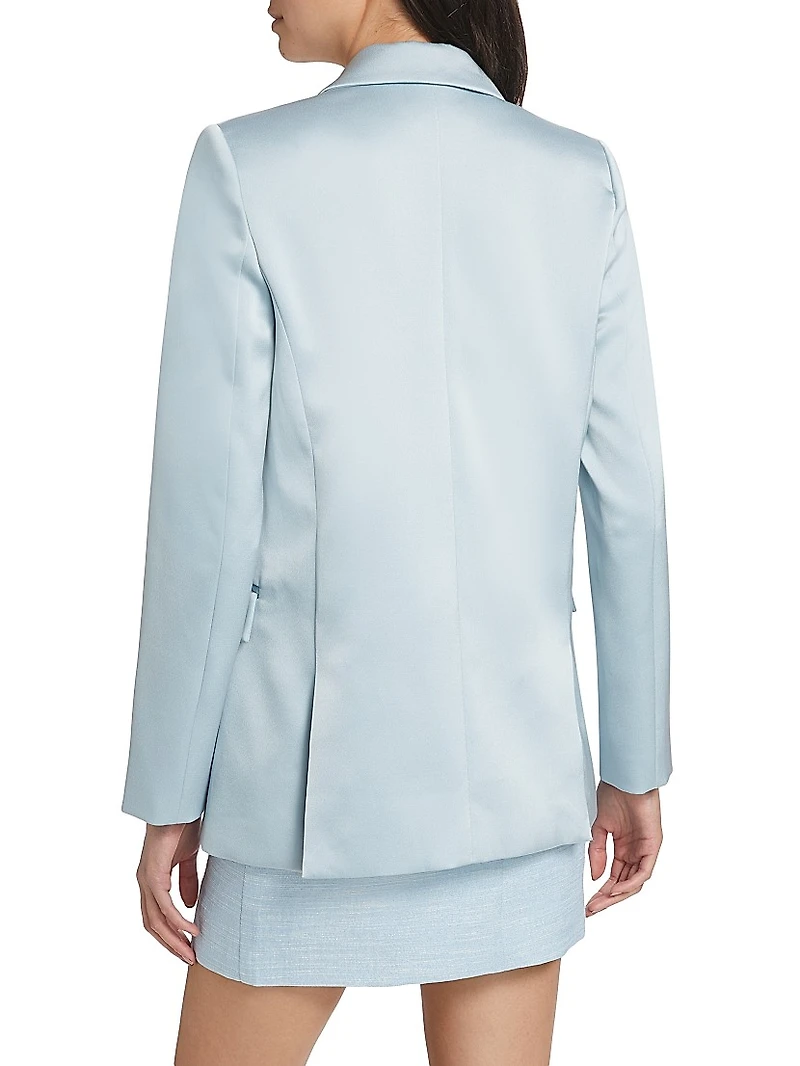 Hammered Satin Double-Breasted Blazer
