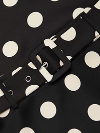 Polka Dot Belted Midi-Skirt