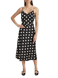 Polka Dot Belted Midi-Skirt