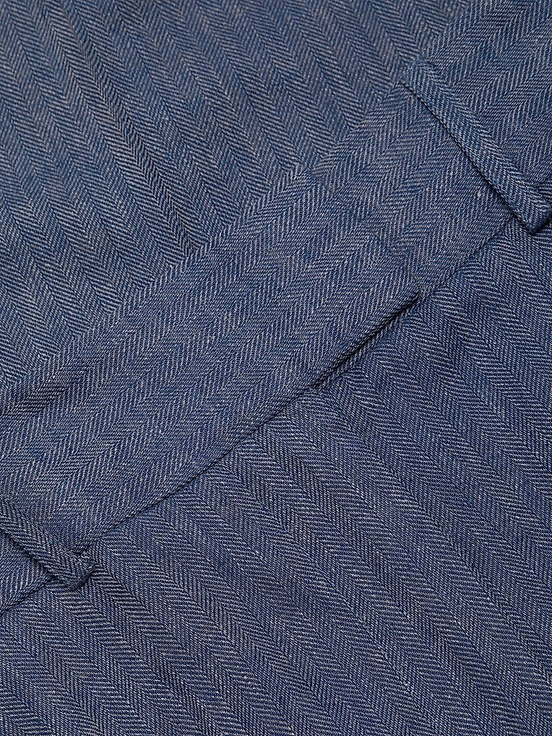 Herringbone Linen-Blend Wide-Leg Pants