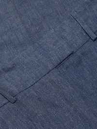Herringbone Linen-Blend Wide-Leg Pants