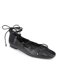 Arissa Leather Lace-Up Flats